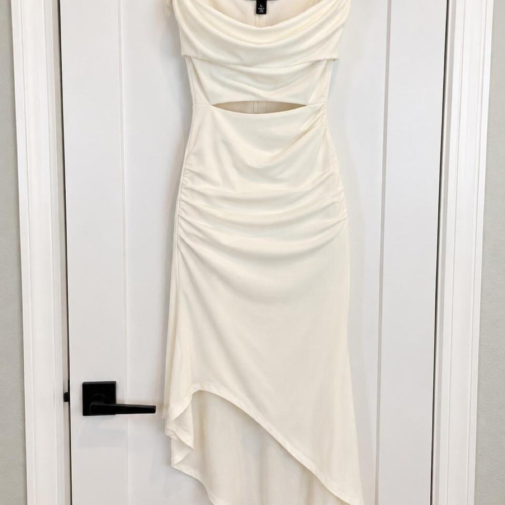 Lulus Ivory High-Low Maxi Dress – Large
